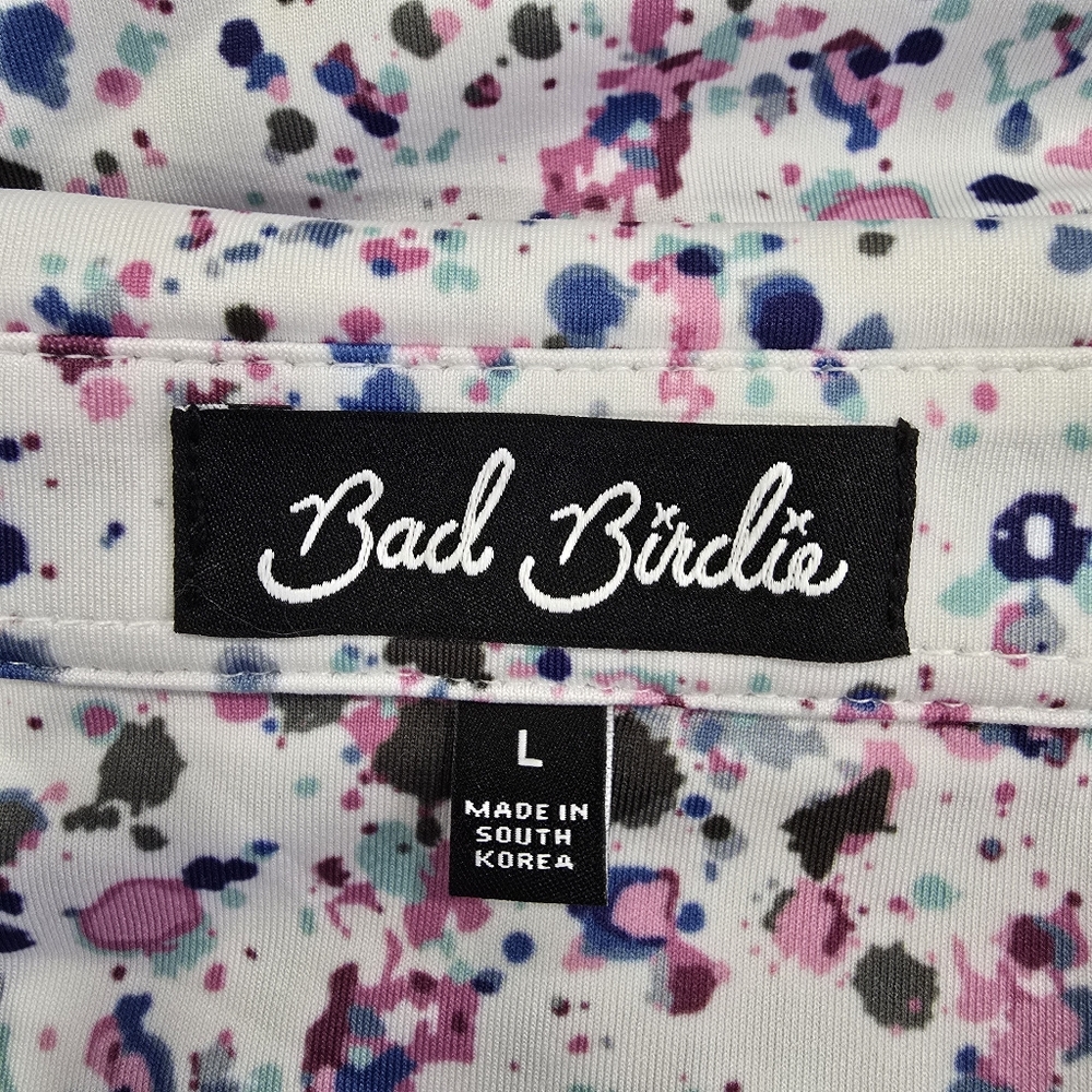 Bad Birdie Sleeveless Collared Golf Polo in White Multi Splatter - Picture 7 of 16